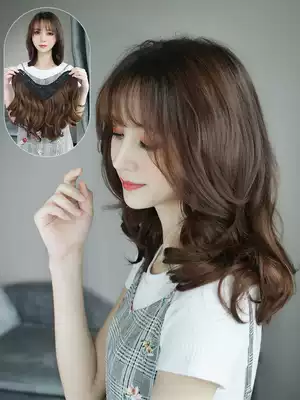 Wig piece Curly hair Medium and long one piece realistic seamless large wave u-shaped curly hair piece Short curly hair extension Short hair piece