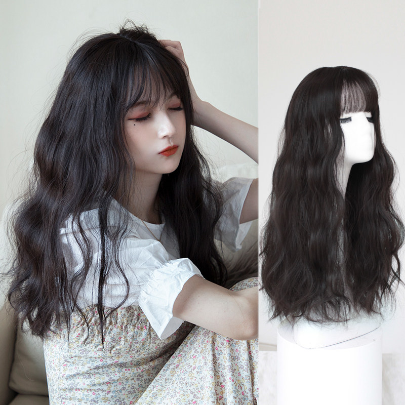 Medium and long instant noodles wool roll wig micro curly hair girl long curly hair wig female hair natural full head cover