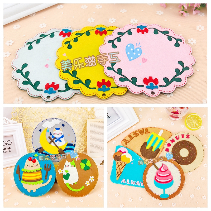 19 decorated cut non - woven material package diy handmade alley cup cup insulation mat anti - slip mat