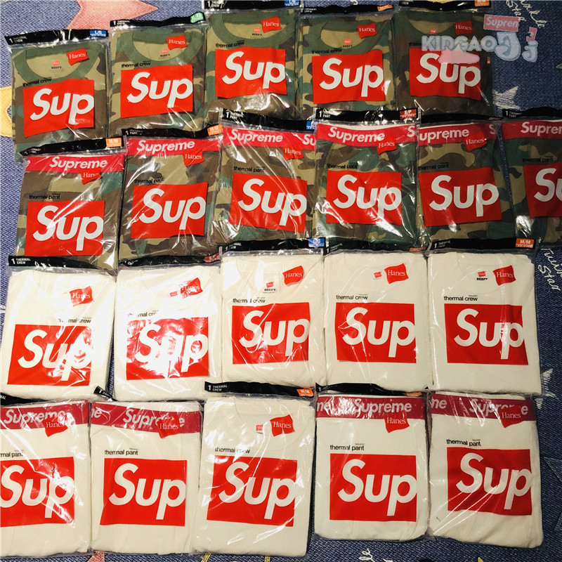 Spot Supreme 19FW Thermal Crew Pant joint Autumn Clothes Sanitary Pants Suit 2 Color In