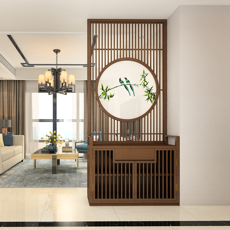 New Chinese solid wood screen partition shoe cabinet living room to door door locker to block the simple modern