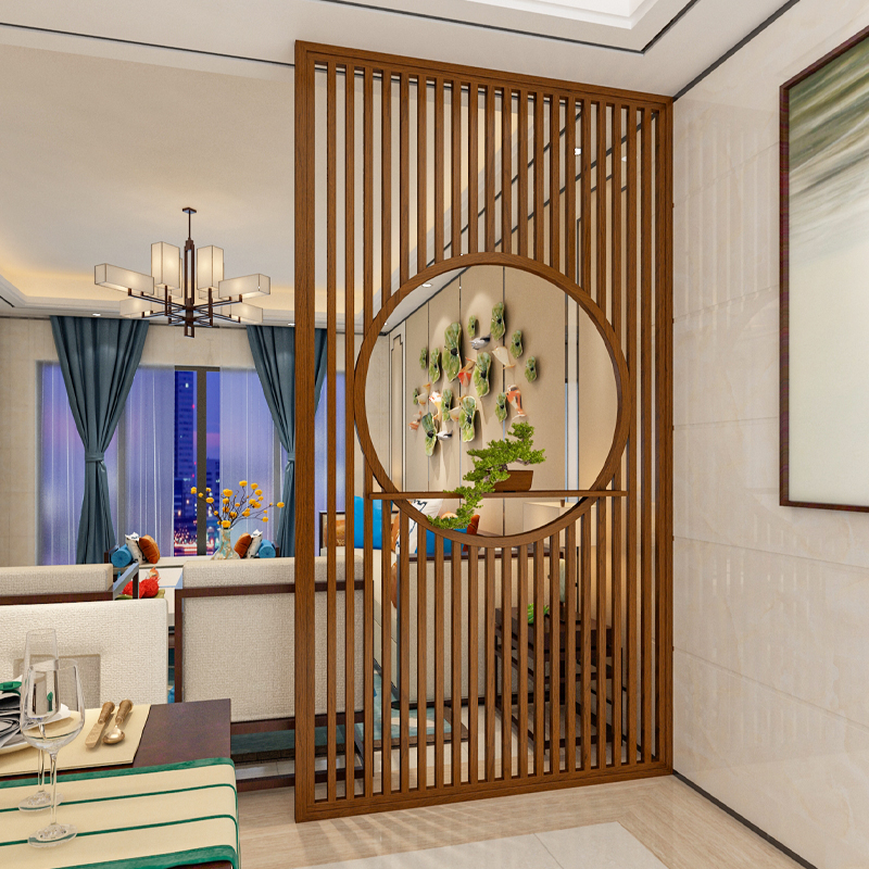 New Chinese style solid wood screen partition living room entry porch simple modern bedroom blocking home decoration entry