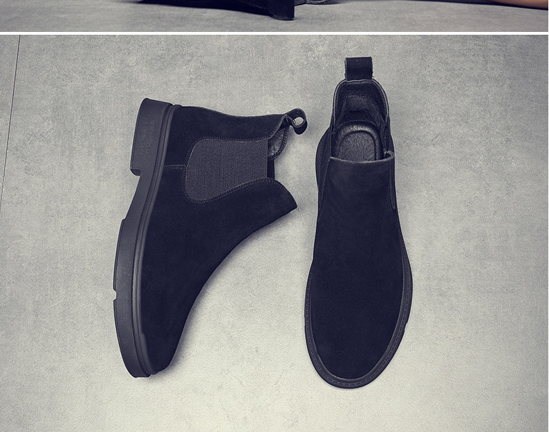 Челси сапоги 男鞋秋冬2024新款切尔西马丁靴黑武士高帮休闲一脚蹬皮鞋子男士潮 Other