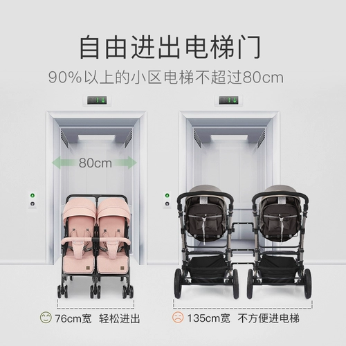 flykids Амортизирующая коляска для близнецов с сидением для двоих, можно сидеть и лежать