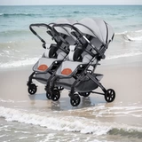 Портативная складная детская амортизирующая коляска для близнецов с сидением, можно сидеть и лежать