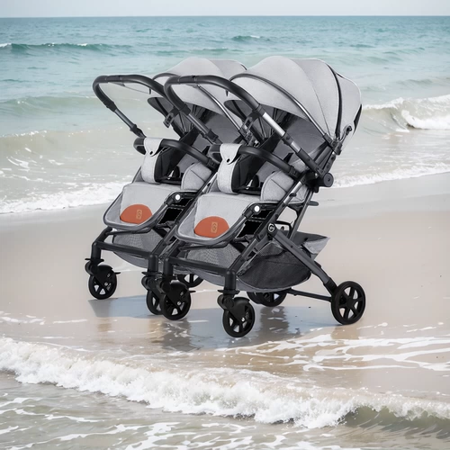 Портативная складная детская амортизирующая коляска для близнецов с сидением, можно сидеть и лежать