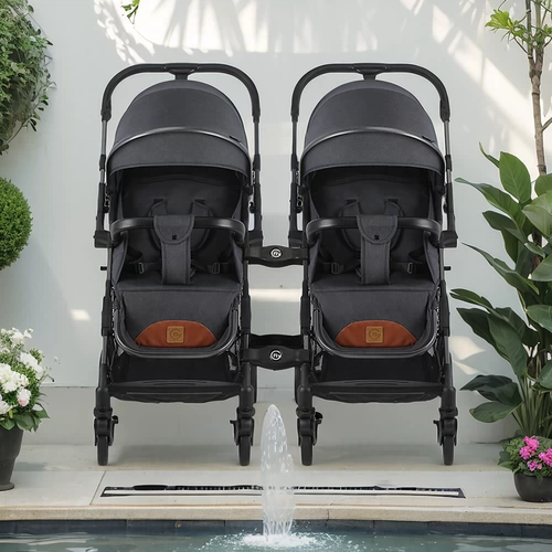 Портативная складная детская амортизирующая коляска для близнецов с сидением, можно сидеть и лежать