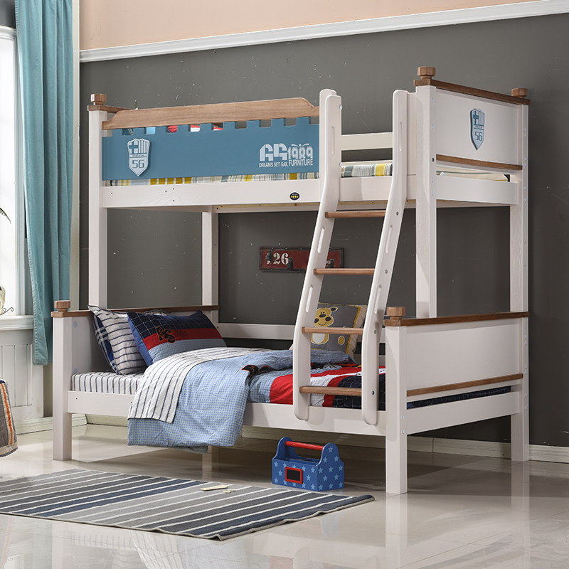Nordic cherry wood full solid wood children primary-secondary bed boy height up and down double bed with multifunction hydraulic double bed