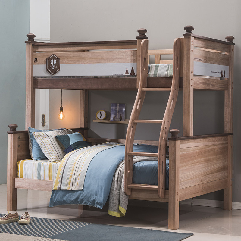 Walnut wood full solid wood children up and down double height primary and secondary bed multifunction detachable double wood wax oil furniture-Taobao