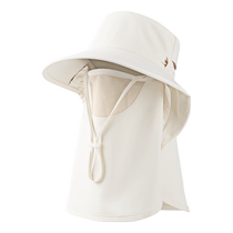 Womens summer sun protection hat face mask neck protection all-in-one sun hat all-round anti-UV ice silk sun hat