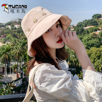 Woodpecker fishermans hat childrens summer face cover small daisies Korean version of the tide Joker Sun sunscreen cap