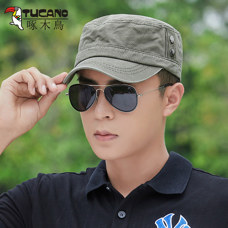 Woodpecker sunshade hat men's flat cap spring and summer thin section anti-ultraviolet peaked cap outdoor sports baseball cap