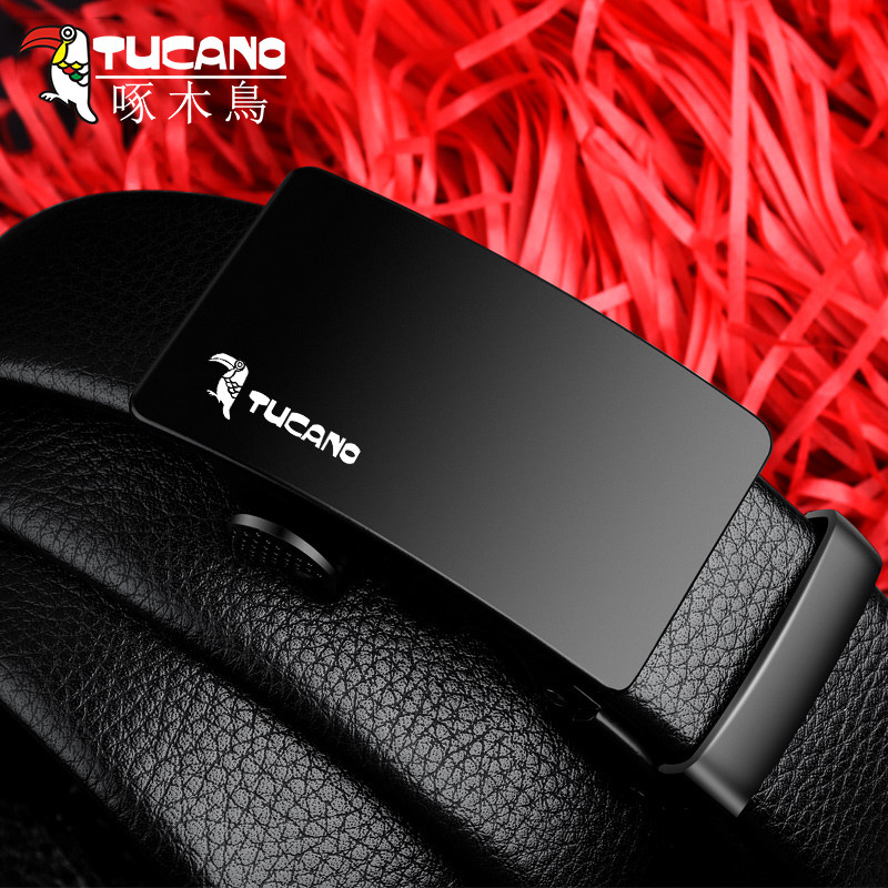 Woodpecker pure men's leather belt belt automatic buckle cowhide youth business trend casual fashion belt