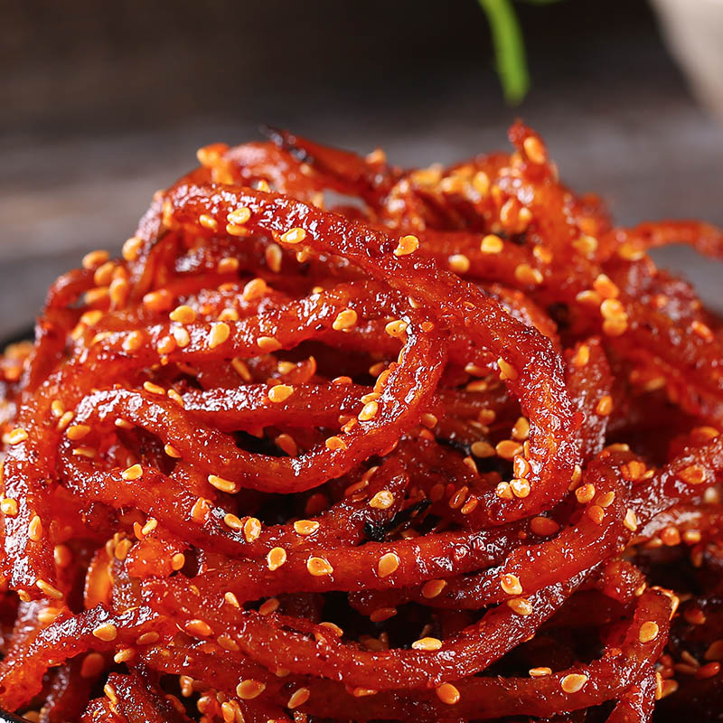Spicy eel silk Honey Sweet and spicy dried fish specialty Dried food Ready-to-eat fish snacks Spicy fish silk snacks Sesame fish