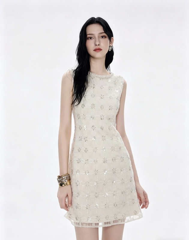 Clearance Sale in Stock: Rhine High-End Light Luxury Noblewoman Gown Dress with Heavy Beading and Sequins, Starlight Dress, Summer 26