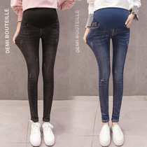 2021 New Fashion Spring pregnant women denim trousers elastic slim pregnant mother small feet pencil pants spring and autumn pregnant women pants