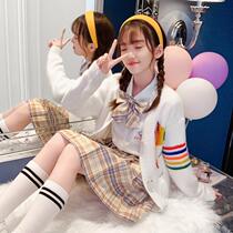 Girls foreign style jk shirt uniform suit skirt autumn Korean academic style sweater waistcoat pleated skirt shirt set of three