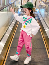 Girls autumn casual sports suit girls overalls new foreign-style Korean version of Chinese childrens clothes two-piece set