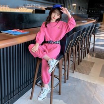 Girls foreign Spring and Autumn long-sleeved knitted suit Zhongdang leisure Korean pullover sports two-piece sweater tide