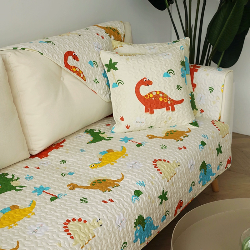 Little Dinosaur Bốn Mùa Phổ Sofa Đệm Cotton Vải chống trượt Sofa Cover Khăn Khăn Có thể Tùy chỉnh - Ghế đệm / đệm Sofa