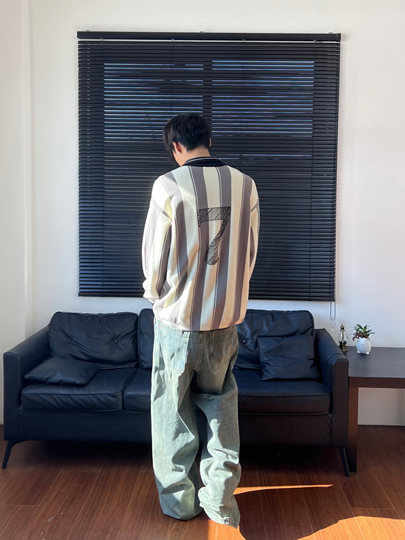 BeOurRule americano retro a rayas cuello polo deportes jersey suéter suelto hombres y mujeres suéter de moda invierno