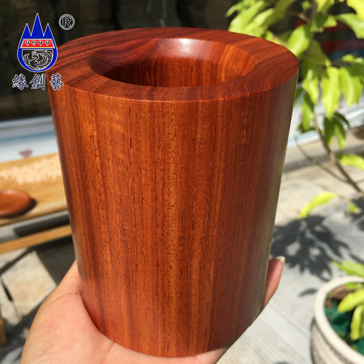 Myanmar pear whole wood pen holder Mahogany Big fruit Red sandalwood decoration Natural home desk Multi-function pen insert