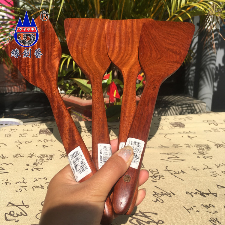 Edge Creationist Red Wood Pan Shovel Burmese Flowers Pear Wood Shovel Solid Wood Big Fruit Purple Sandalwood Rice Spoon Log Practical Chinese