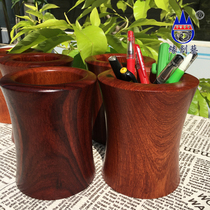 Edge Creatives Whole Wood Pen Holder Burmese Flowers Pear Solid Wood Containing Jar Red Wood Pencil Case Living-room Swing Piece Cashew Pen Holder