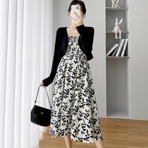 Pregnant woman summer clothing suit blouses in summer fashion with a knee loose pendant with skirt sunscreen and two sets of clothes and autumn