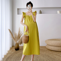 Pregnant Woman Summer Clothing Blouse Summer Fashion Agaric edge over knee loose sleeveless pregnant woman with dress and summer dress Chauffo