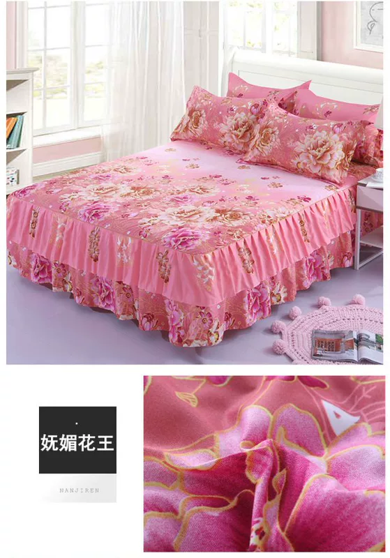 Váy ngủ cotton ba mảnh một mảnh trải giường ga trải giường 笠 Khăn trải giường bằng vải bông bảo vệ 1.2 / 1.5 / 1.8 / 2m giường