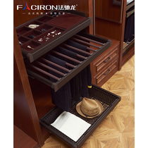 French Chilong wardrobe trouser rack telescopic trouser rack cloakroom storage wardrobe pull basket Pull Jewelry Box hardware accessories