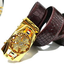 New style running mens head layer pure cowhide automatic buckle leather belt crocodile pattern Fashion Net Red Belt men