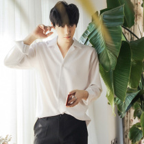 Net Red very fairy shirt men Korean version of the trend handsome ruffian handsome summer loose hanging shirt thin youth long sleeve