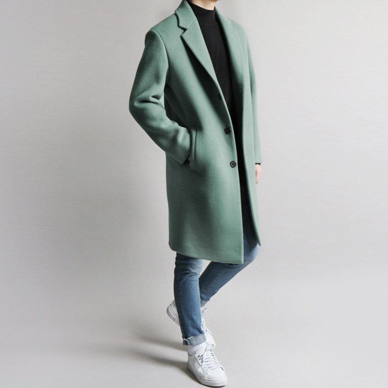 2020 autumn Winter's new Korean version of the two-sided cashmere coat windsuit men's long version of the sweater, the big coat for the men