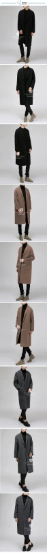 2017 mùa đông mới người đàn ông Hàn Quốc đôi phải đối mặt với cashmere coat len ​​nam phần dài áo len coat men áo khoác nam có mũ