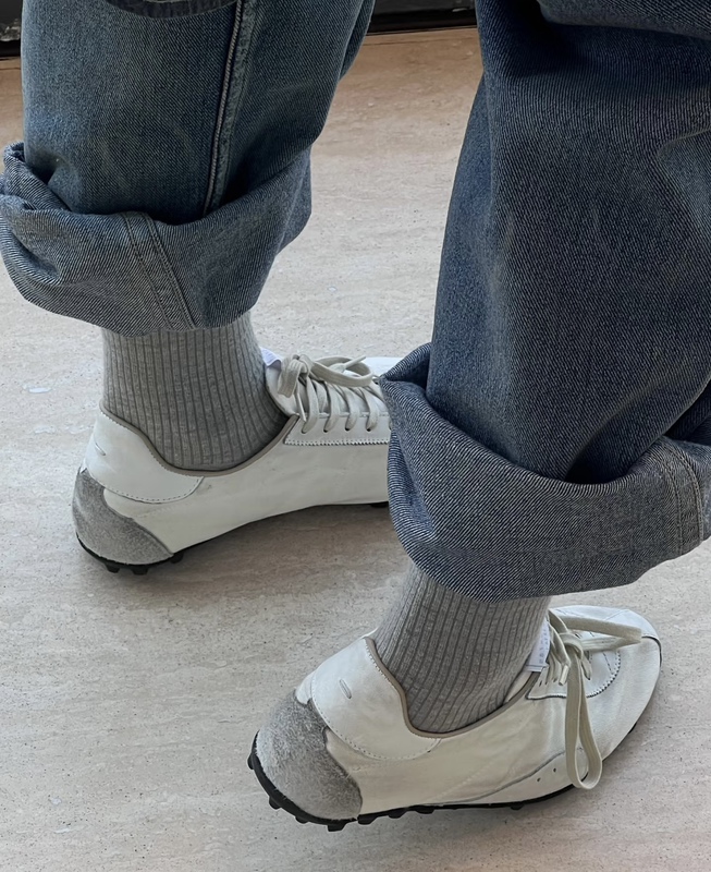 Soul Glow Lmm Margiela-Style White Leather Patchwork Thin-Soled Sneakers Soul Glow Lmm Margiela-Style White Leather Patchwork Thin-Soled Sneakers