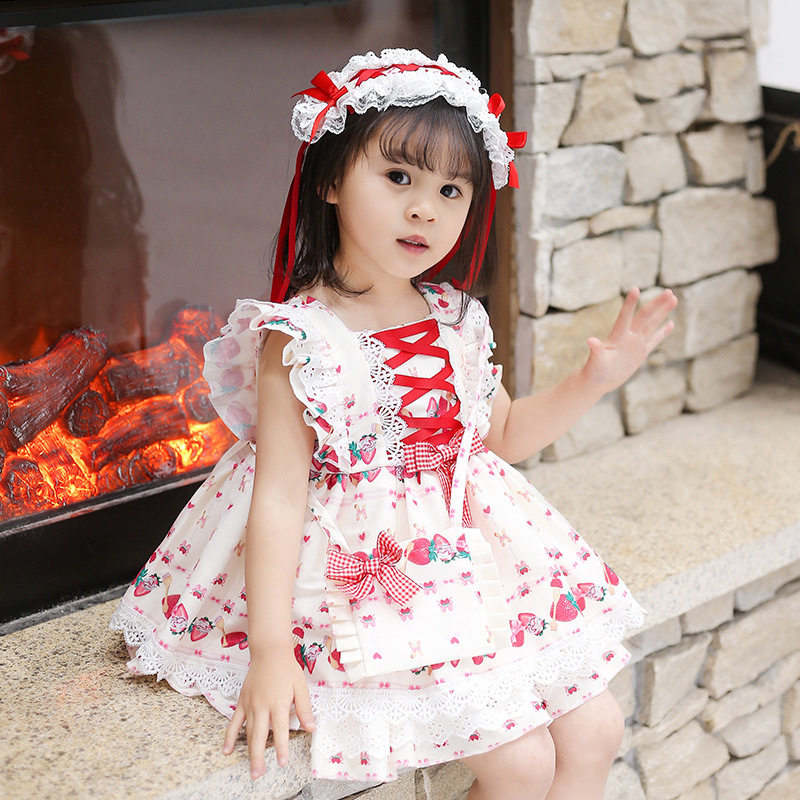 Spanish girl Lolita princess dress 2021 summer strawberry tutu skirt baby's first birthday Western style Lolita skirt