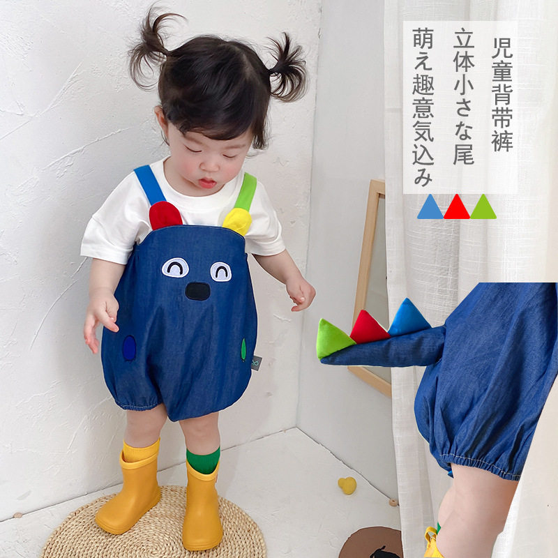 2021 summer children's clothing baby one-piece cartoon baby one-piece pants bib pants frog pants baby outwear short-sleeved