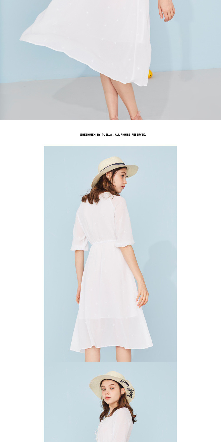 Đầm voan tay phồng váy công chúa nữ 2019 hè retro eo cao buông tha phần dài v-cổ váy - Váy eo cao đầm xoắn eo