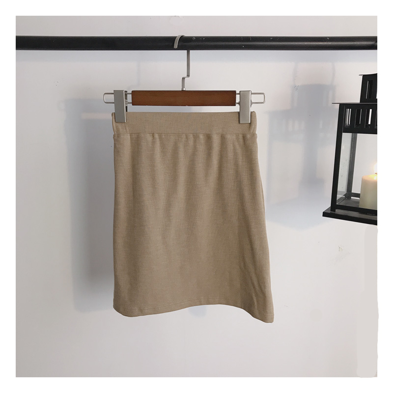 [Miao] sợi thể thao dệt kim cotton mềm mại cao eo nhỏ Một chiếc váy ngắn (ba màu) - Váy váy chữ a ngắn
