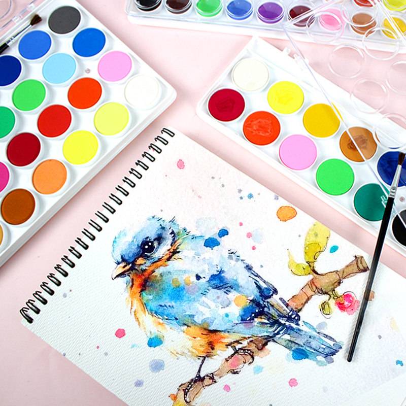Male lion solid watercolor paint suit students with hand-painted tools beginners draw suit water pink cake watercolor 36 color 28 color shake with the same water color