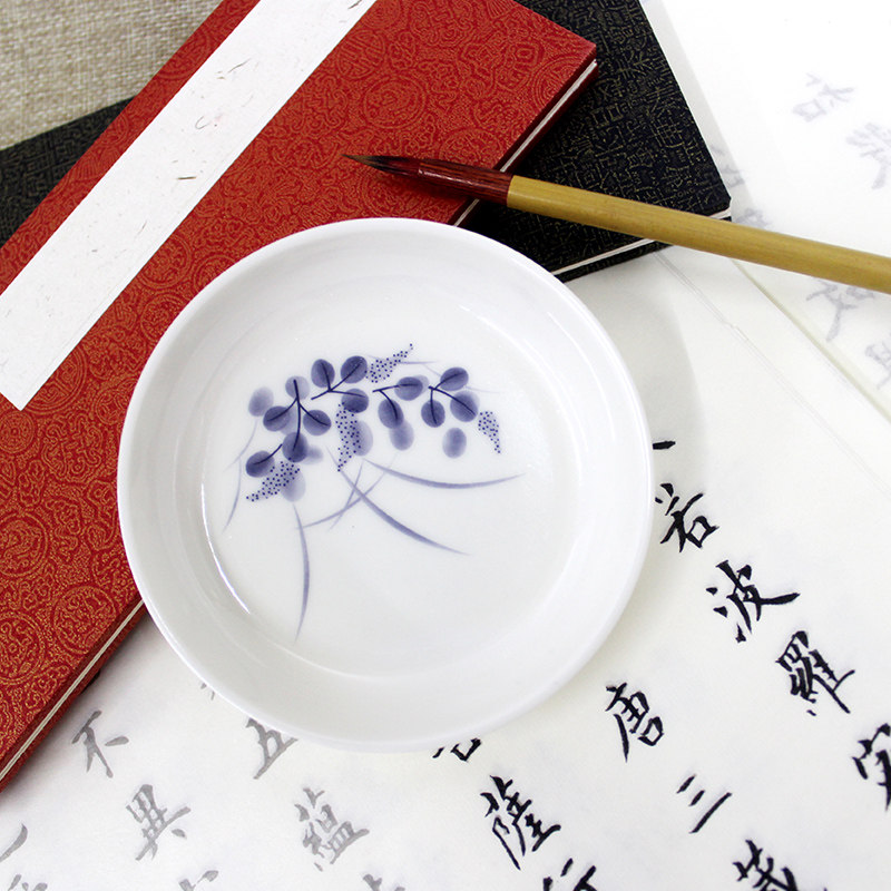 Plastic ink dish multifunctional pen washing anti-fall dual-purpose water drain dish holding ink study four treasures supplies