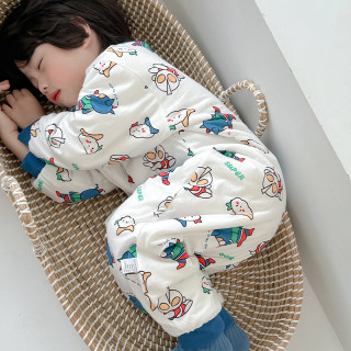 Baby's autumn and winter quilted one-piece pajamas to prevent colds