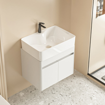 Small apartment wash basin cabinet combination wall-mounted stainless steel bathroom cabinet bathroom ceramic wash basin wash basin