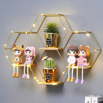 No punching hole-free living room wall decoration rack Internet celebrity restaurant bedroom wall layout wall hanging bedside milk tea shop storage rack