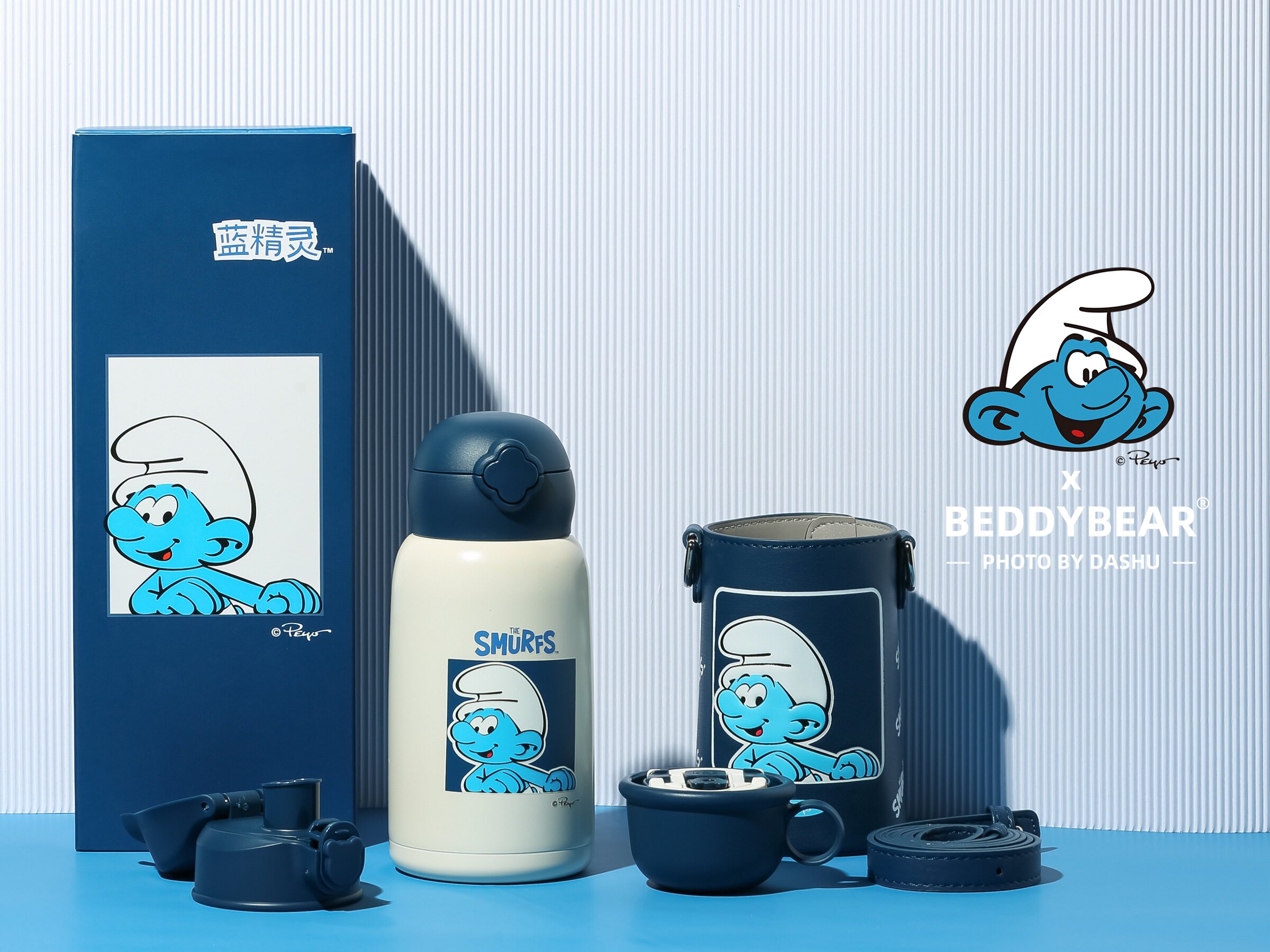 Cup with bear blue elf combined children's insulation cup with straw straws for baby to learn drinking cup 316 kettle