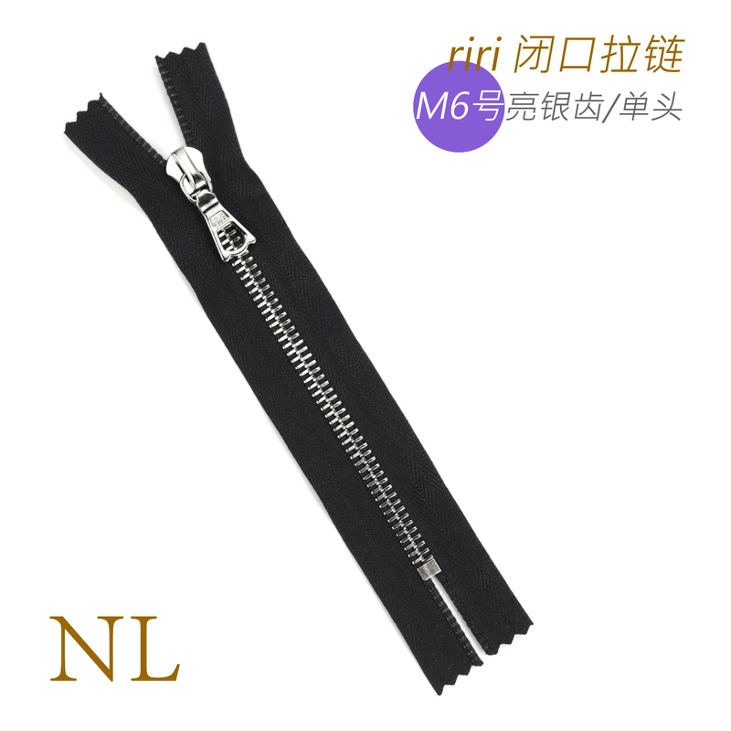 Swiss Riri M6 Bright Silver Teeth Closed-End Zipper, Specialized for Bags, Leather Goods, Pockets, Collars, Cuffs, and Pants Swiss Riri M6 Bright Silver Teeth Closed-End Zipper, Specialized for Bags, Leather Goods, Pockets, Collars, Cuffs, and Pants