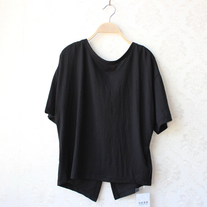 Korean Design Short-Sleeved T-Shirt for Women Summer New Style Cross-Knotted Back Lace-Up Chic Niche Shirt Top