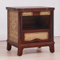 Rattan woven bedside table rattan furniture Teng bedroom storage drawer hotel engineering custom rattan art storage
